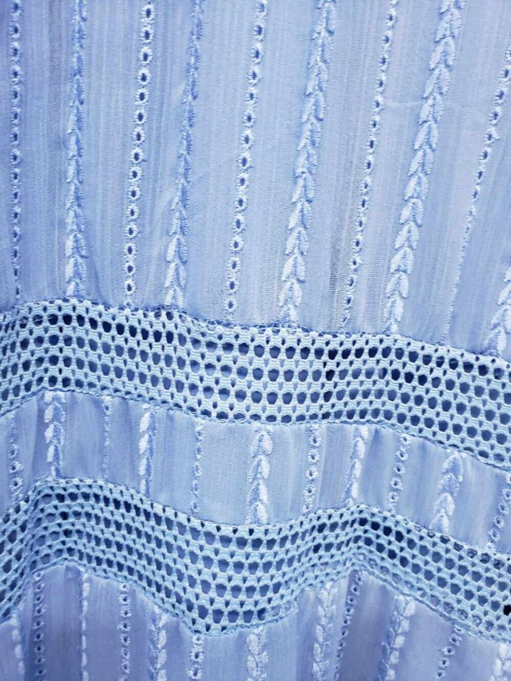 NEW Taylor Cornflower Blue Embroidered Eyelet Sleeveless Midi Dress Modest - Picture 3 of 6